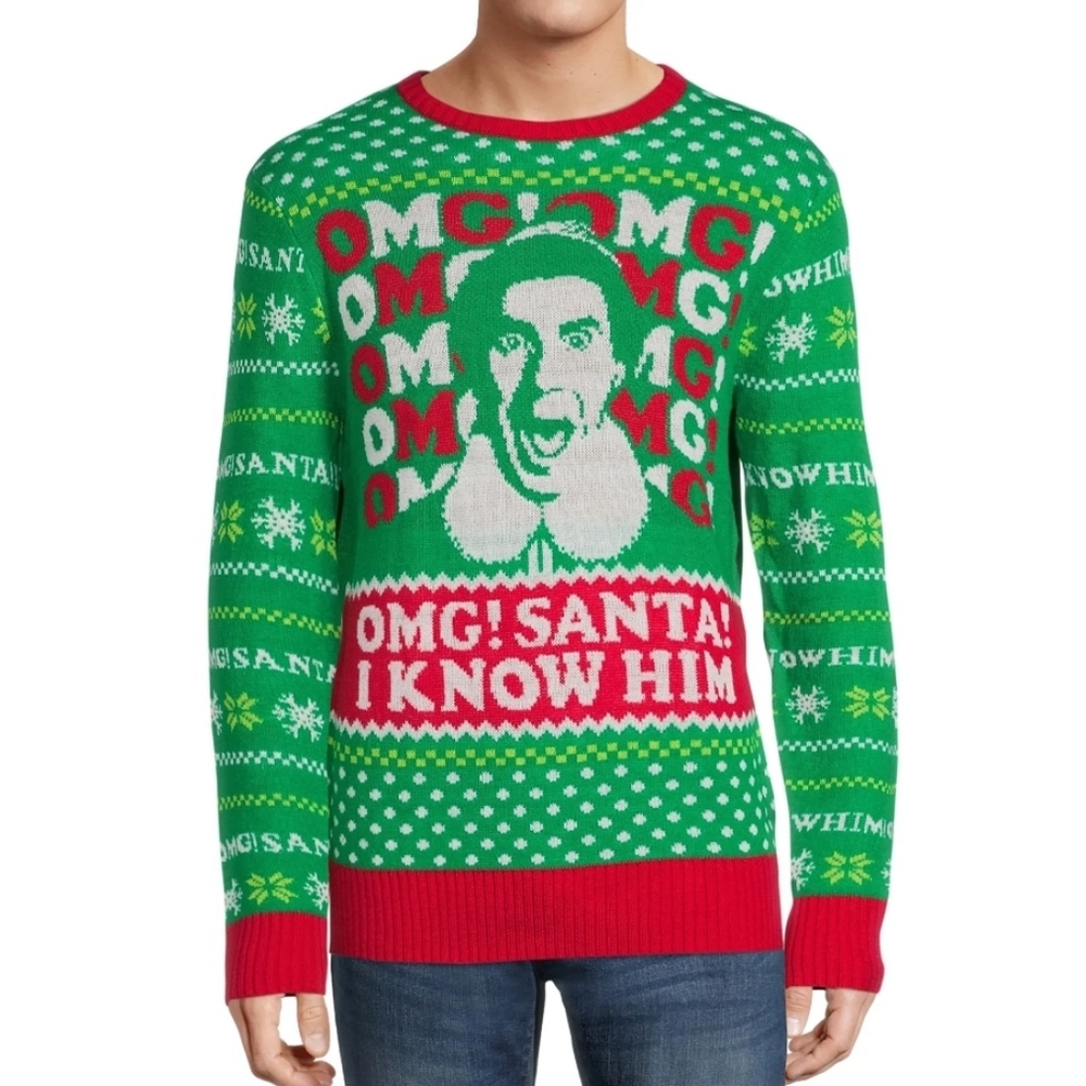 ELF "Santa! I Know Him!" Sweater - NEW Christmas ugly Sweater funny santa - Picture 3 of 16